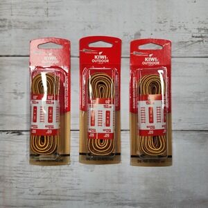 KIWI Outdoor 60" Round Gold/Brown Boot Laces Pack of 3 - New